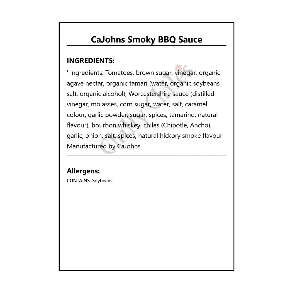 CaJohns Smoky BBQ Sauce - BBQ Sauce