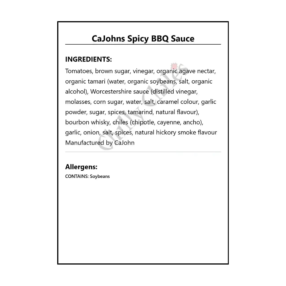 CaJohns Spicy BBQ Sauce - BBQ Sauce