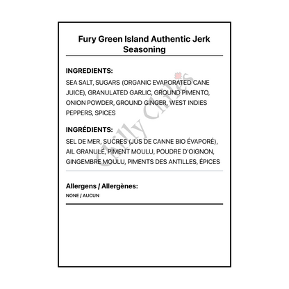 Fury Green Island Authentic Jerk Seasoning - Bilingual Ingredients