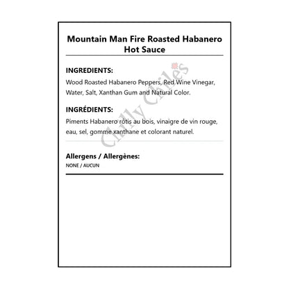 Mountain Man Fire Roasted Habanero Hot Sauce - Bilingual Ingredients