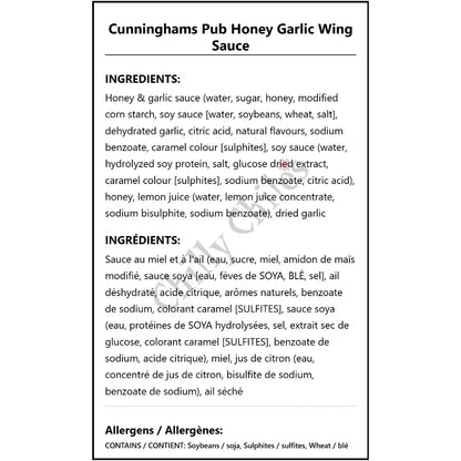 Cunninghams Pub Honey Garlic Wing Sauce - Wing Sauce