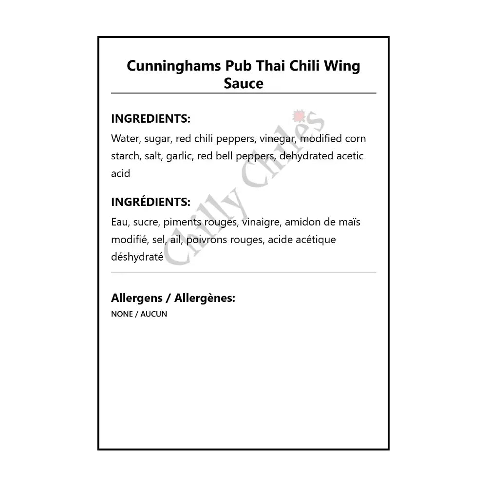 Cunninghams Pub Thai Chili Wing Sauce - Wing Sauce