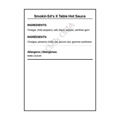 Smokin Ed's X Table Hot Sauce - Bilingual Ingredients