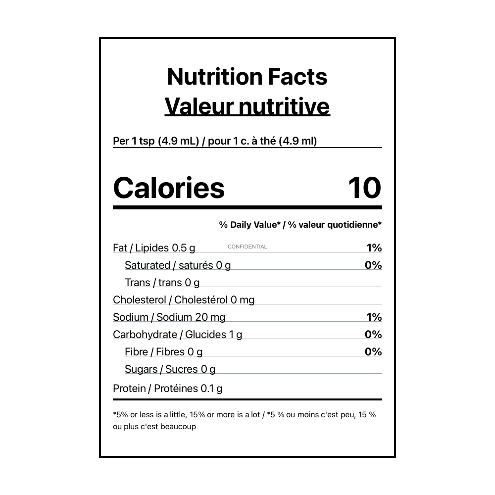 Fury Mother In Law Hot Sauce - Canadian Nutrition Facts