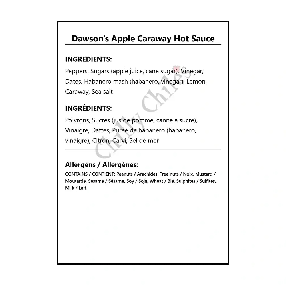 Dawson’s Apple Caraway Hot Sauce - Hot Sauce