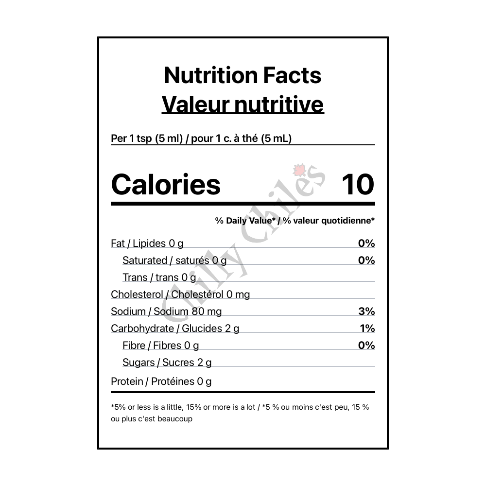 Arizona Gunslinger Prickly Pear Ghost Pepper Hot Sauce - Canadian Nutrition Facts