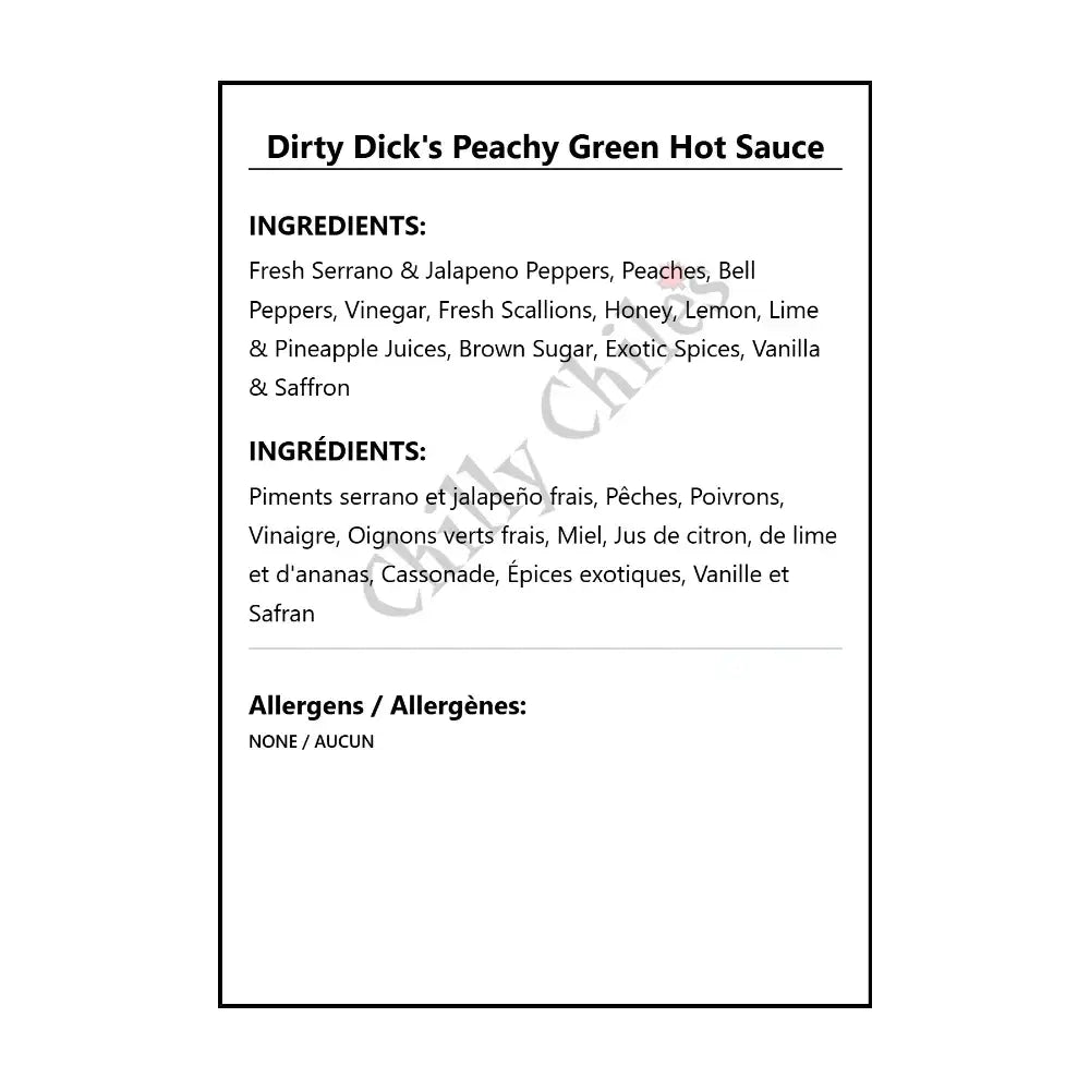 Dirty Dick’s Peachy Green Hot Sauce - Hot Sauce