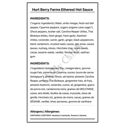 Hurt Berry Farms Ethereal Hot Sauce - Bilingual Ingredients