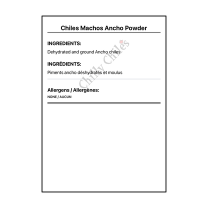 Chiles Machos Ancho Powder - Bilingual Ingredients