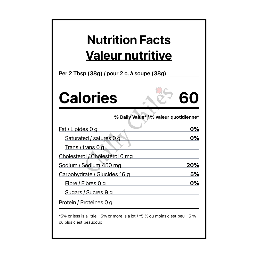 Elijah's Xtreme Beer Bacon Maple BBQ Sauce - Canadian Nutrition Facts