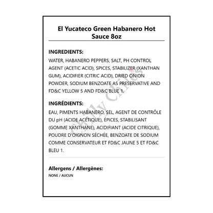 El Yucateco Green Habanero Hot Sauce 8oz - Hot Sauce