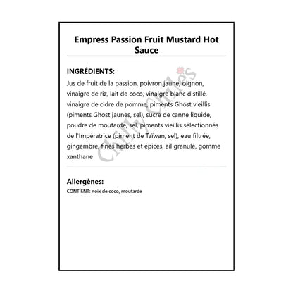Empress Passion Fruit Mustard Hot Sauce - Hot Sauce