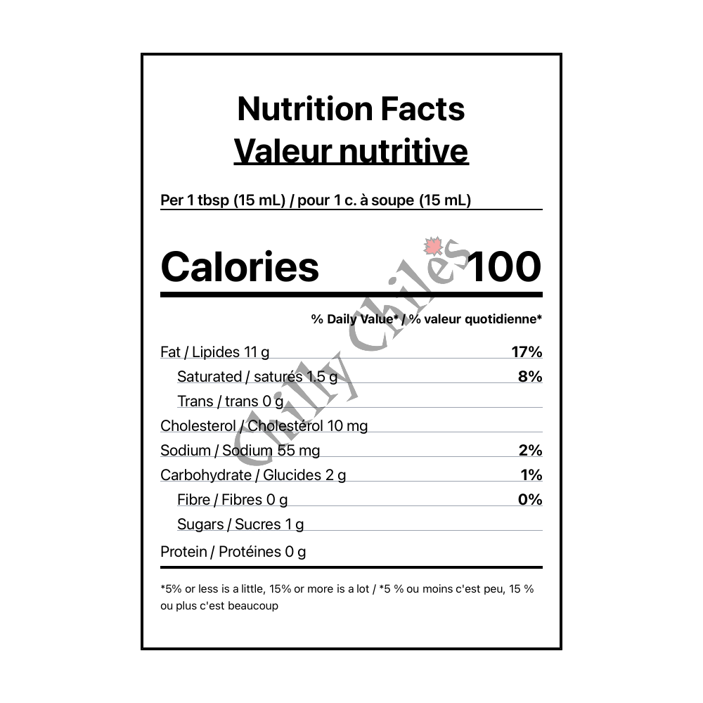 Hot Crispy Oil Garlic Aioli - Canadian Nutrition Facts