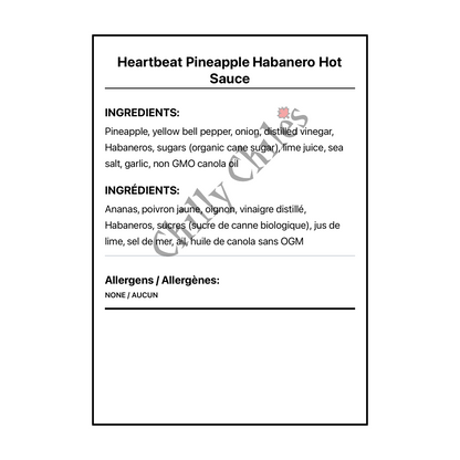 Heartbeat Pineapple Habanero Hot Sauce - Bilingual Ingredients