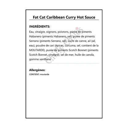 Fat Cat Caribbean Curry Hot Sauce - Hot Sauce