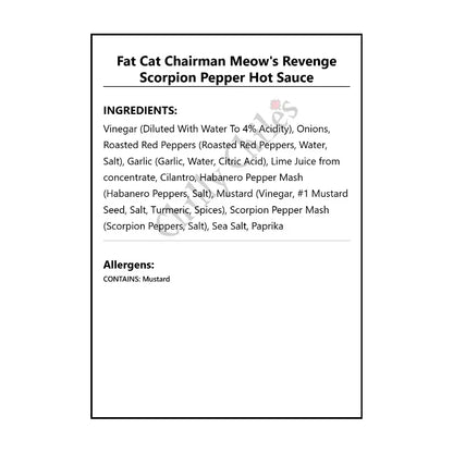 Fat Cat Chairman Meow’s Revenge Scorpion Pepper Hot Sauce - Hot Sauce
