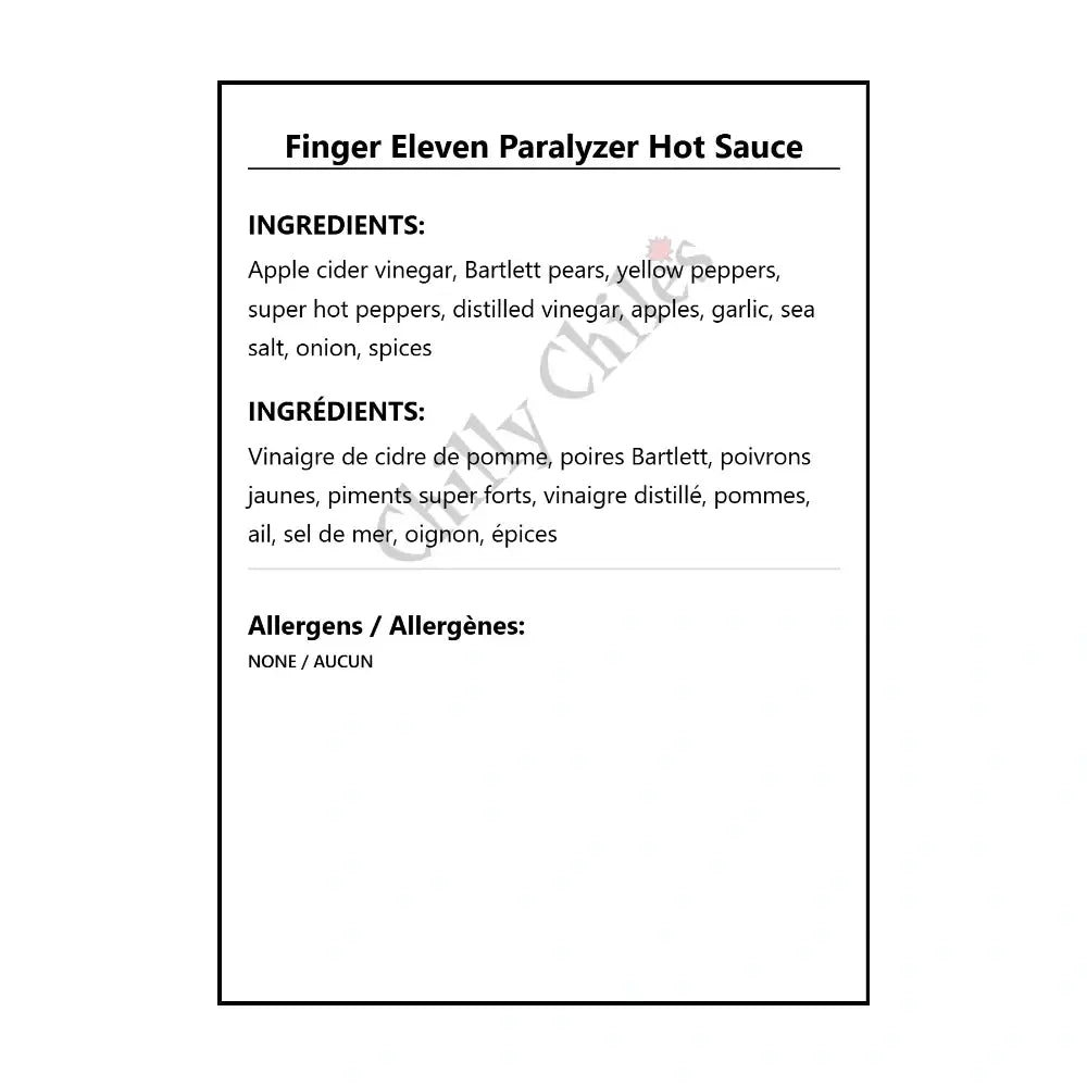Finger Eleven Paralyzer Hot Sauce - Hot Sauce