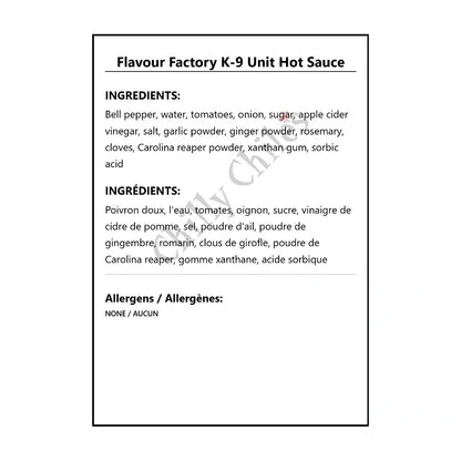 Flavour Factory K-9 Unit Hot Sauce - Hot Sauce