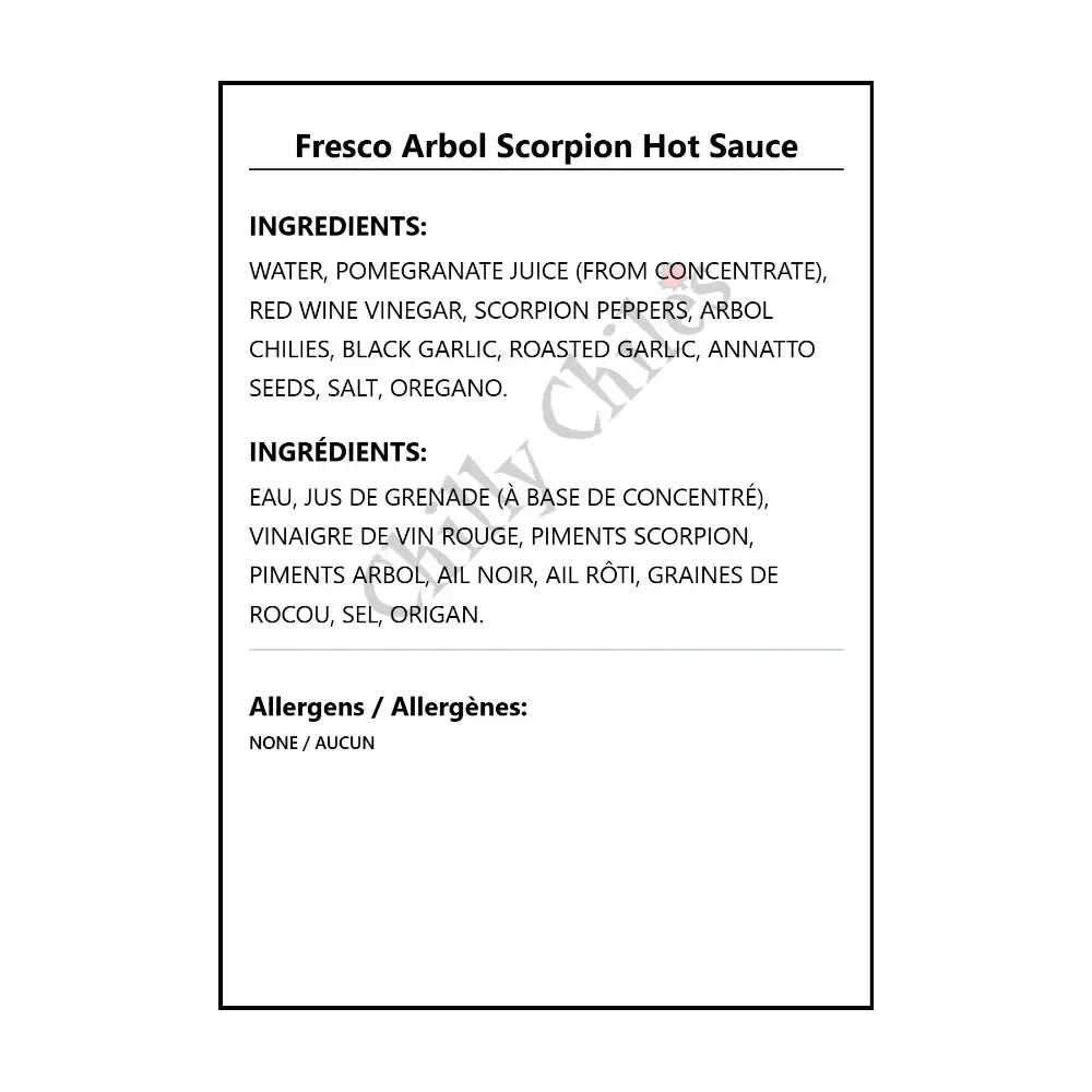Fresco Arbol Scorpion Hot Sauce - Hot Sauce