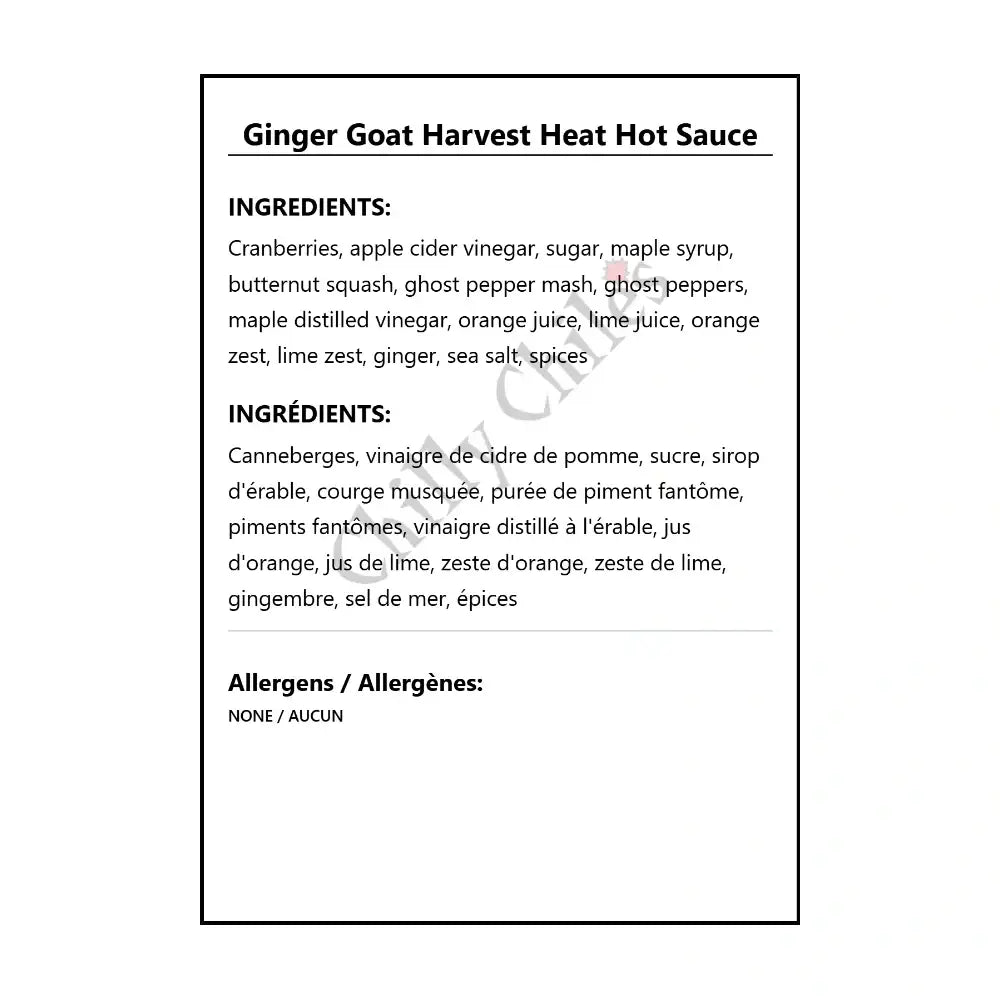 Ginger Goat Harvest Heat Hot Sauce - Hot Sauce