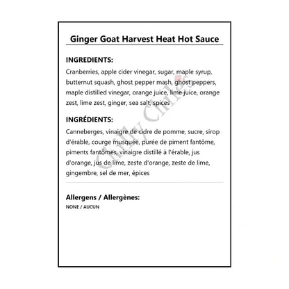 Ginger Goat Harvest Heat Hot Sauce - Hot Sauce