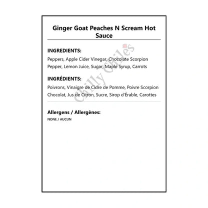 Ginger Goat Peaches N Scream Hot Sauce - Hot Sauce