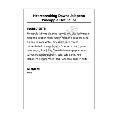 Heartbreaking Dawns Jalapeno Pineapple Hot Sauce - Hot Sauce