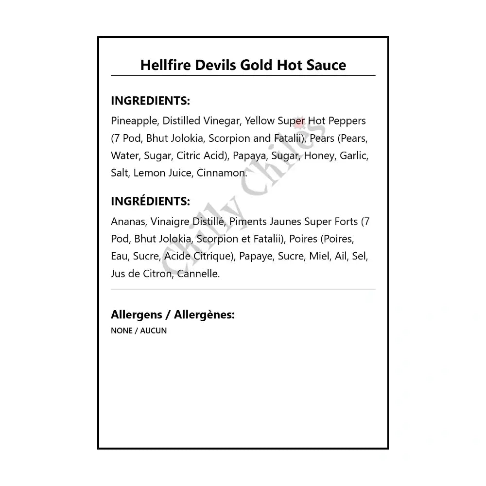 Hellfire Devils Gold Hot Sauce - Hot Sauce