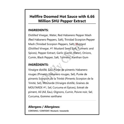 Hellfire Doomed Hot Sauce with 6.66 Million SHU Pepper Extract - Hot Sauce