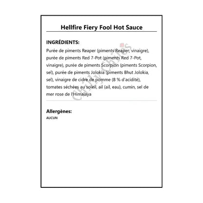 Hellfire Fiery Fool Hot Sauce - Hot Sauce
