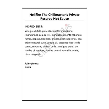Hellfire The Chilimaster’s Private Reserve Hot Sauce - Hot Sauce