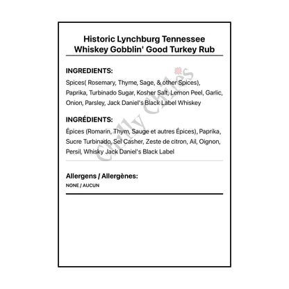 Historic Lynchburg Tennessee Gobblin’ Good Turkey Rub - Spice/Peppers