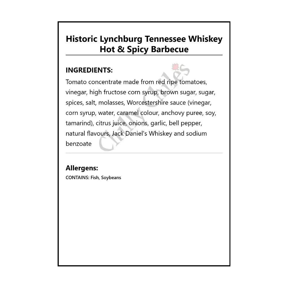 Historic Lynchburg Tennessee Hot & Spicy Barbecue - BBQ Sauce