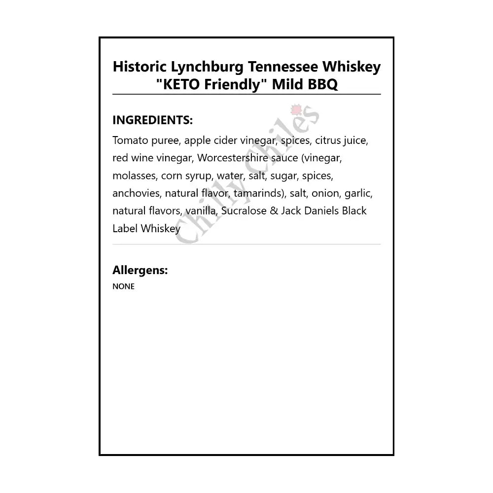 Historic Lynchburg Tennessee ’KETO Friendly’ Mild BBQ - BBQ Sauce