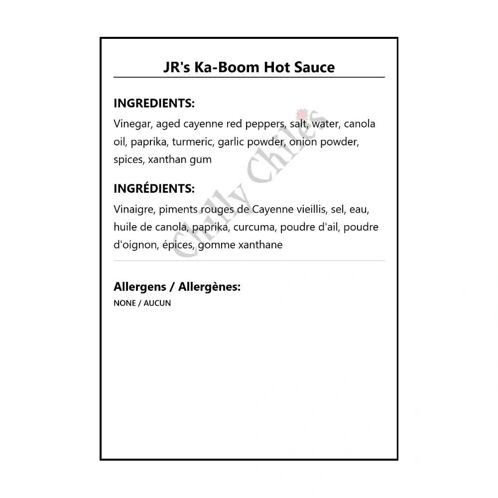JR’s Ka-Boom Hot Sauce - Hot Sauce