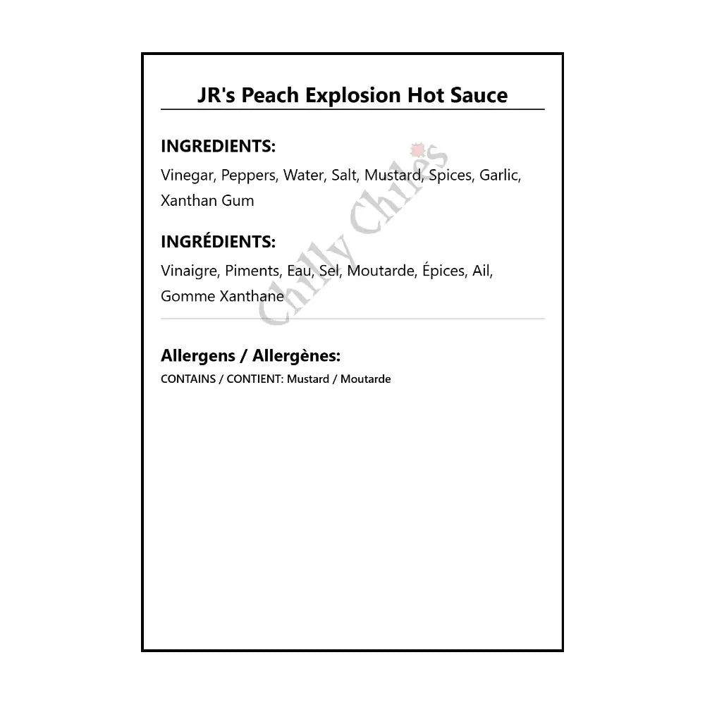 JR’s Peach Explosion Hot Sauce - Hot Sauce