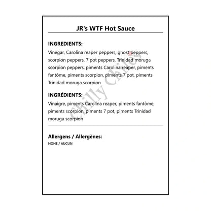JR’s WTF Hot Sauce - Hot Sauce