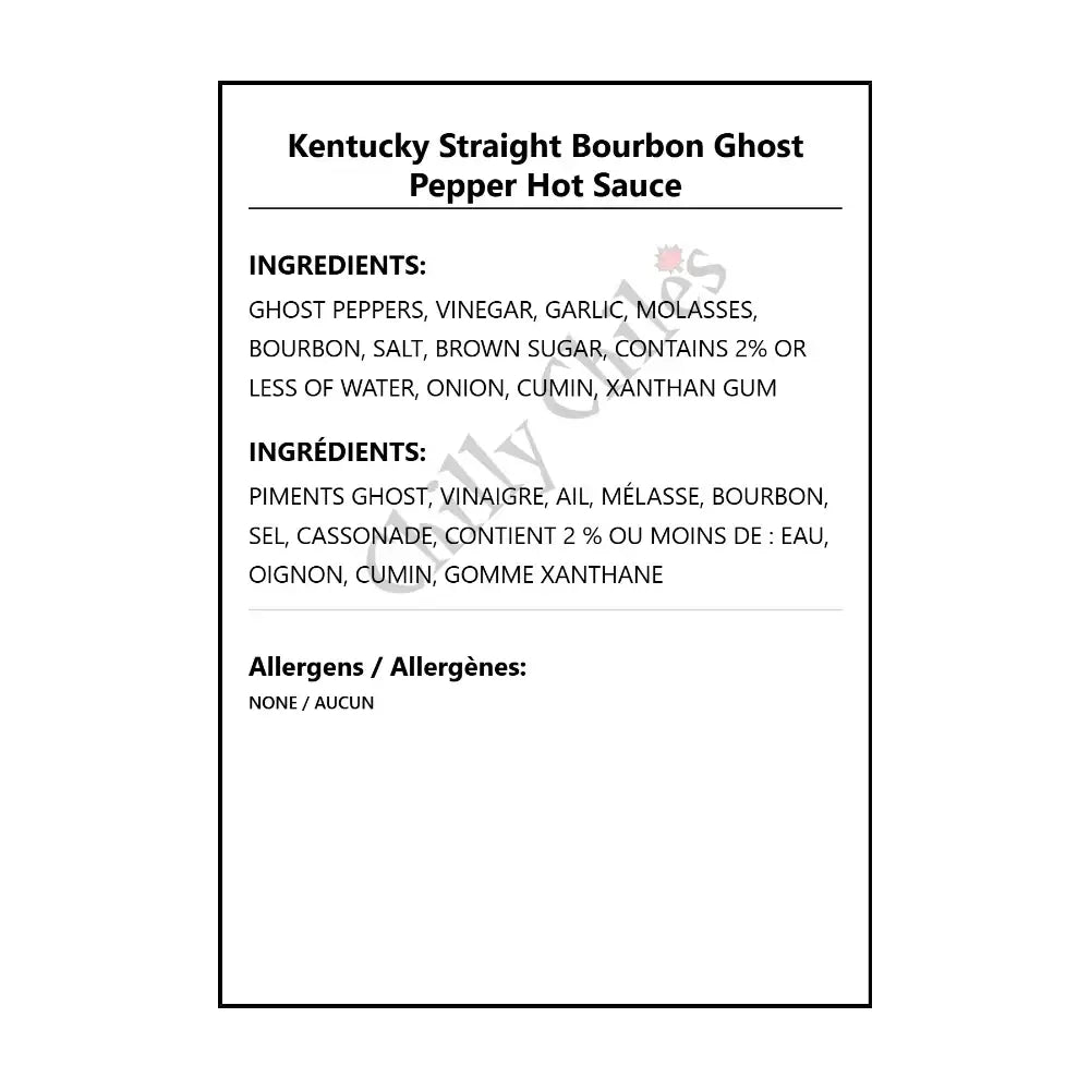 Kentucky Straight Bourbon Ghost Pepper Hot Sauce - Hot Sauce