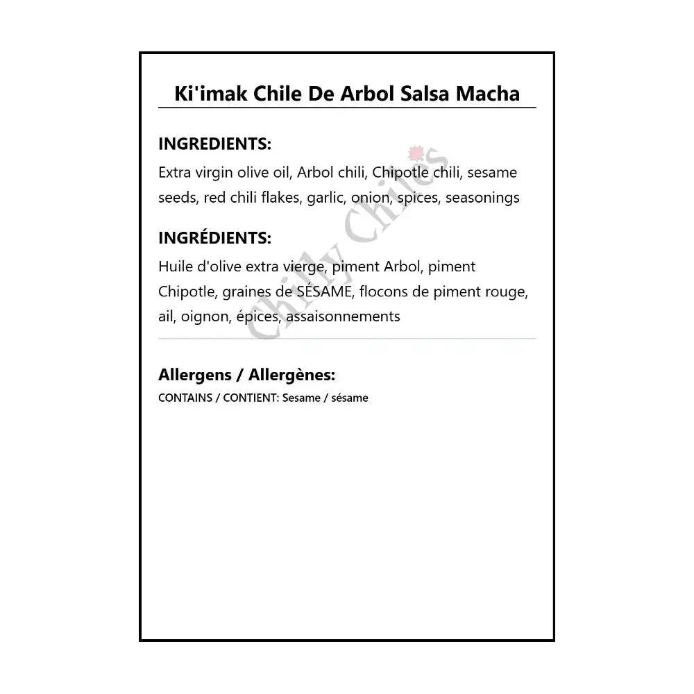 Ki’imak Chile De Arbol Salsa Macha - Condiments