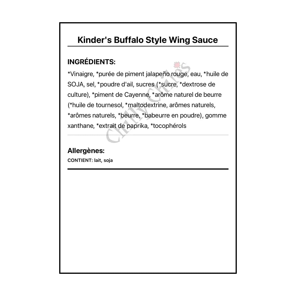 Kinder’s Buffalo Style Wing Sauce - Wing Sauce