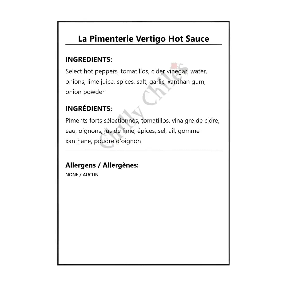 La Pimenterie Vertigo Hot Sauce - Hot Sauce