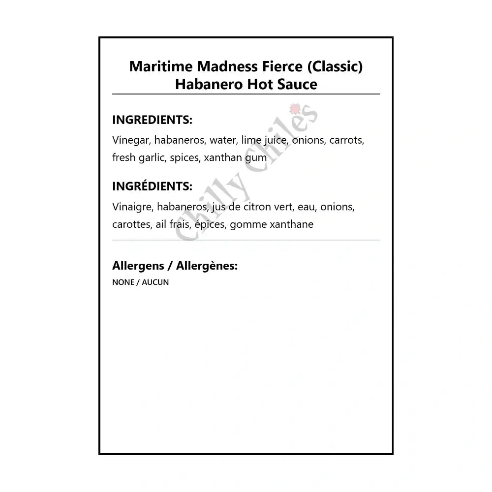 Maritime Madness Fierce (Classic) Habanero Hot Sauce - Hot Sauce