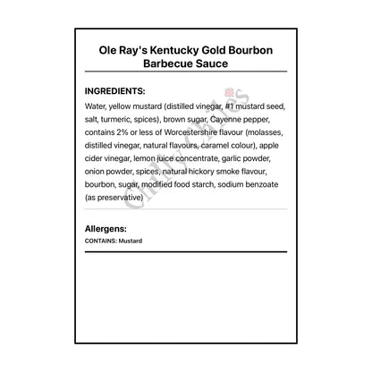Ole Ray’s Kentucky Gold Bourbon Barbecue Sauce - BBQ Sauce