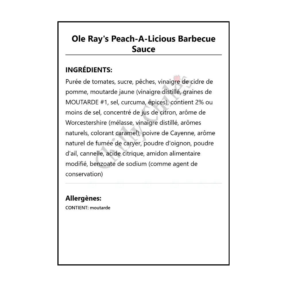 Ole Ray’s Peach-A-Licious Barbecue Sauce - BBQ Sauce