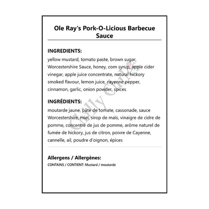 Ole Ray’s Pork-O-Licious Barbecue Sauce - BBQ Sauce