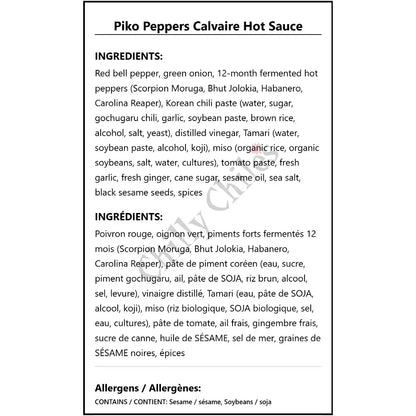 Piko Peppers Calvaire Hot Sauce - Hot Sauce