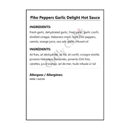 Piko Peppers Garlic Delight Hot Sauce - Hot Sauce