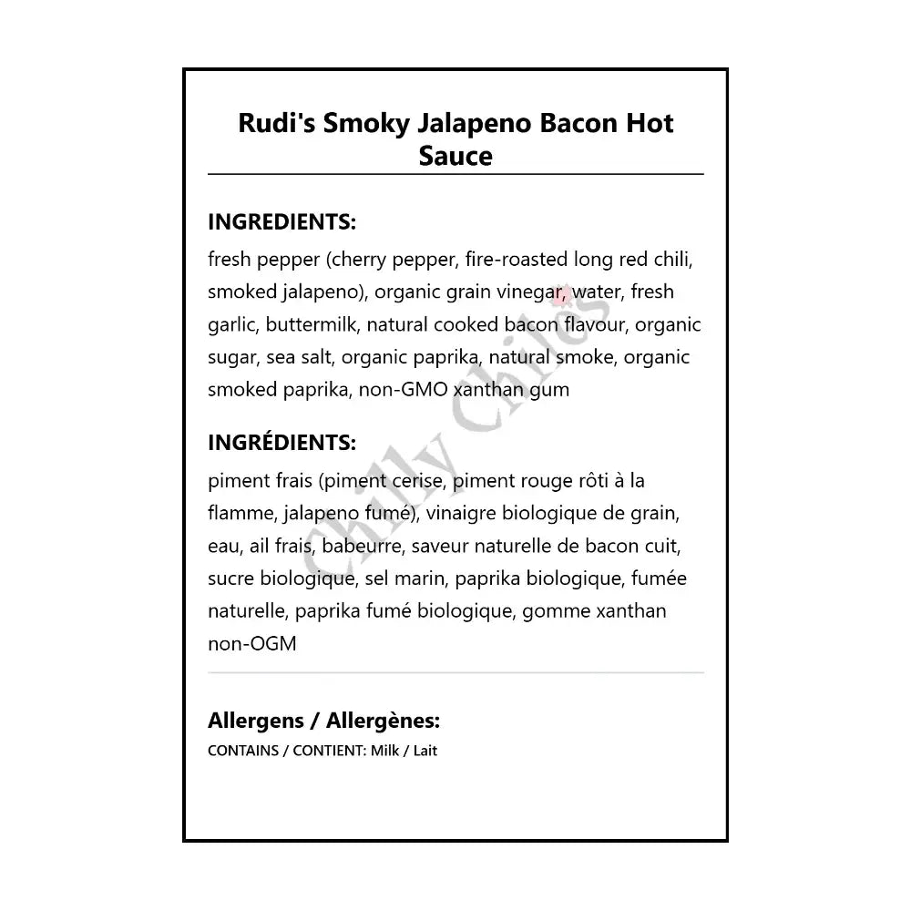 Rudi’s Smoky Jalapeno Bacon Hot Sauce - Hot Sauce