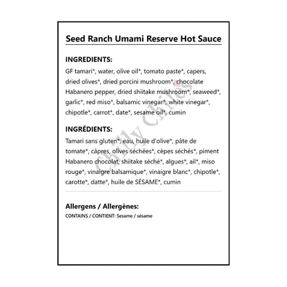 Seed Ranch Umami Reserve Hot Sauce - Hot Sauce