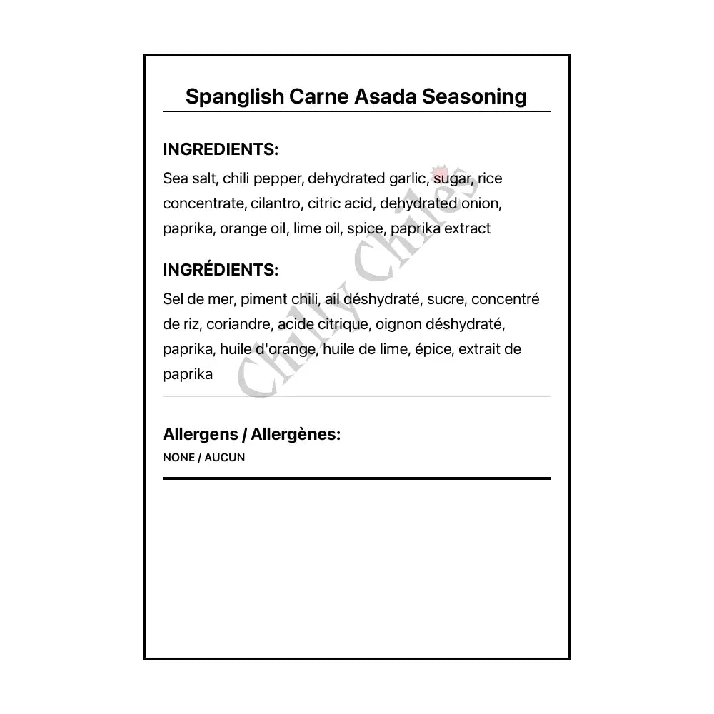 Spanglish Carne Asada Seasoning - Spice/Peppers